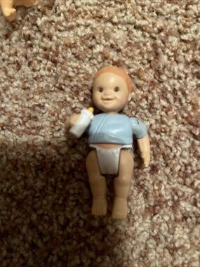 Fisher Price Loving Family Dollhouse Baby Boy Twin Doll Blue Bottle Diaper 1998